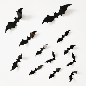 万圣节黑蝙蝠墙贴12个3D贴纸鬼屋密室背景墙装饰布置恐怖蜘蛛立体
