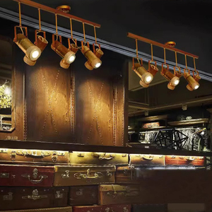 美式复古竹筒麻绳吊灯商用个性铁艺创意酒吧咖啡厅农家乐餐厅射灯