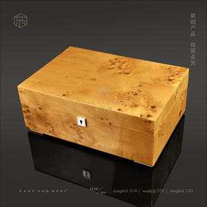 【东与西】12层水晶钢琴烤漆木皮首饰珠宝盒超纤绒布收藏箱JB952