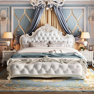 莎伦诗欧式床主卧1.8米储物雕花北欧实木美式卧室双人大床婚床X15
