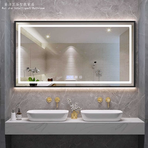 智能浴室镜带框防雾卫生间镜子挂墙式触摸屏led灯镜洗手间卫浴镜