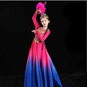 新疆舞蹈演出服儿童少数民族服装女童小古丽维吾族舞蹈演出服新款