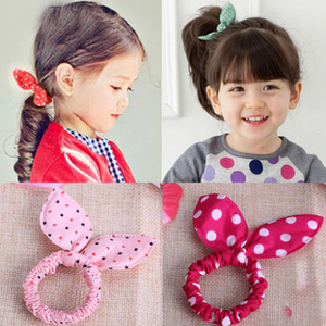 韩国儿童兔耳朵发圈小肥肠女童扎头发橡皮筋头绳女孩布艺发绳头饰