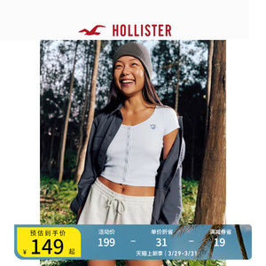 Hollister24春夏新款高腰毛圈布休闲运动风抽绳短裤 女 355922-1