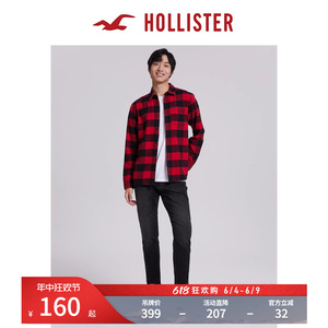 Hollister春夏美式潮流运动风黑色弹力锥形九分牛仔裤男 311249-1