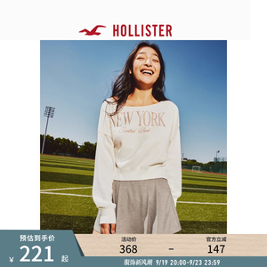 Hollister24秋季新款美式辣妹露肩斜肩短款卫衣女 KI352-4161