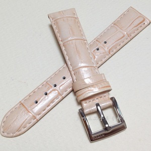 铁达时正品TITUS表带男女手表链真牛皮带粉色竹节纹理16 18mm宽度