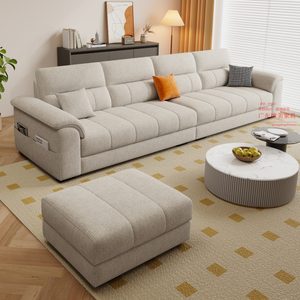 奶油风棉麻布艺沙发可拆洗2024新款高端小户型客厅现代简约直排