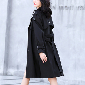 黑色风衣外套女款中长款2022年秋季新款时尚今年流行宽松春秋大衣