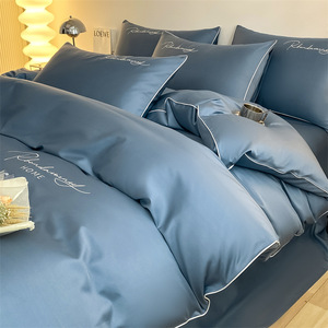 高级感纯棉60S全棉床上四件套简约床品纯色被套床单床笠款套件