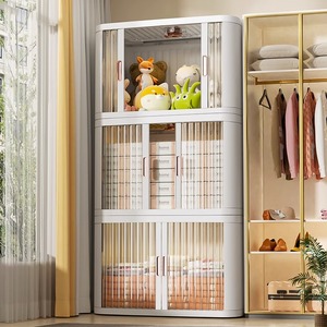 折叠儿童书柜A4可立放卷帘式双开门收纳箱宝宝衣柜被子零食收纳柜