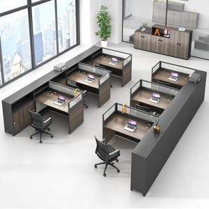 办公桌员工位屏风卡座隔断工作位6人职员办公桌椅组合财务办公桌