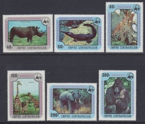 中非 1978年 非洲动物 WWF 6全新 MNH