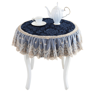 欧款圆桌餐欧式圆桌可桌布蕾丝可机洗茶几垫盖布台布圆桌布长方形