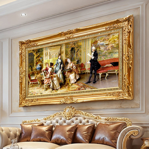 壁画客厅挂画沙发背景墙装饰画大气美式宫廷人物高端别墅欧式油画