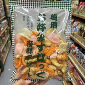 香港代购日本进口若鸠杂锦脆片海鲜风味袋装虾片解馋零食130g