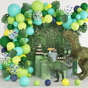 森林系列绿色气球链套装恐龙动物园主题派对装饰布置汽球儿童生日