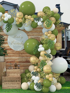 气球装饰场景布置绿色马卡龙气球链宝宝周岁儿童生日开业气球拱门