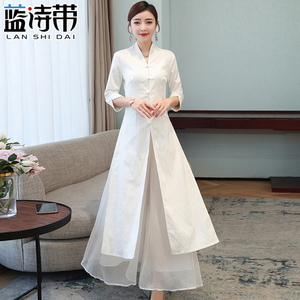 汉服少女中式女装中国风文艺茶服两件套装禅服复古日常唐装改良版
