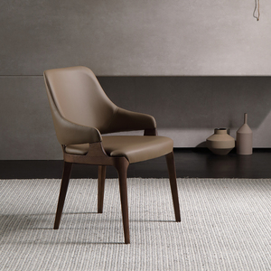 意大利设计师餐椅 Velis 942 chiar轻奢高级感超纤高背款实木椅子