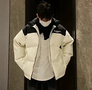 白色棉服男2023年冬季新款美式棉衣棉袄加厚oversize高级感外套潮