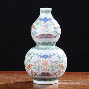 葫芦瓶珐琅彩花瓶景德镇陶瓷器摆件客厅新中式仿古家居装饰工艺品