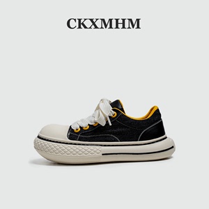 CKXMHM夏季大头帆布板鞋男款韩版港风时尚丑萌鞋简约低帮运动潮鞋