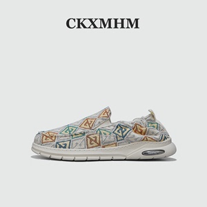 CKXMHM夏季男士老北京布鞋一脚蹬套脚懒人驾车鞋印花设计感小众鞋