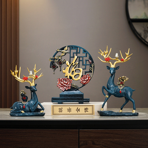 新中式现代简约福鹿创意招财轻奢电视酒柜装饰客厅工艺品摆件礼品