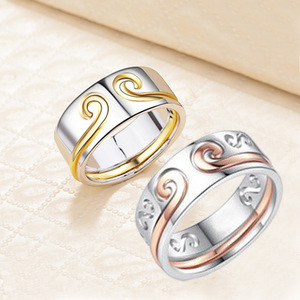 爆款新品情侣戒指紧箍咒二合一组合戒指钛钢复古可刻字指环