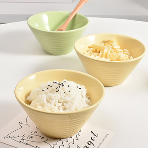 奶fufu创意陶瓷碗家用耐高温高颜值米饭碗奶油风多色小碗斗笠碗