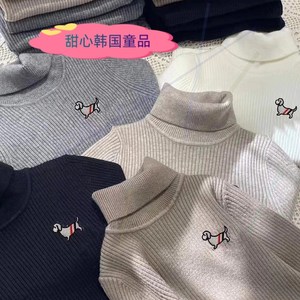 韩国代购童装女童高领毛衣2023冬装儿童打底衫男童针织衫羊毛衫