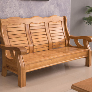 中式实木沙发小户型现代经济型冬夏两用木质家具三人位长座椅组合