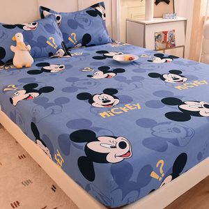 迪士尼卡通纯棉磨毛床笠单件全棉加厚床垫保护套床套单人防尘床罩