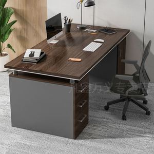 带锁办公桌工作桌家用台式办公桌子椅子一套简易带抽屉电脑书桌