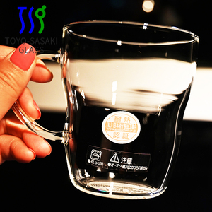 东洋佐佐木日本进口玻璃透明耐加热水杯马克牛奶杯汽水杯泡茶杯子