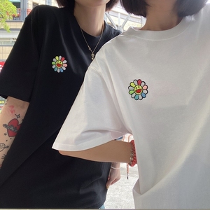 J Balvin × Takashi Murakami村上隆 变色刺绣太阳花情侣短袖T恤