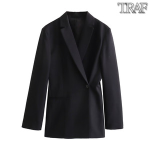 TRAF 欧美风外贸女装新款时尚纽扣饰双排扣西装外套7290242