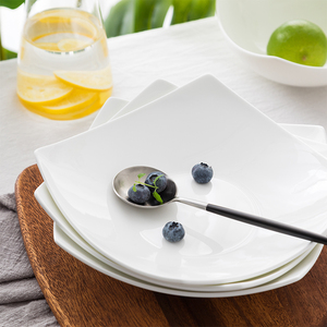 创意四方形盘子菜盘家用骨瓷陶瓷碗碟套装餐具深汤盘装菜深盘子