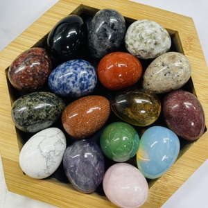 天然石水晶鸡蛋摆件原石淘矿鸟蛋石头复活节虎眼石彩蛋装饰手把件