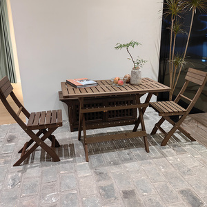 包邮实木质可折叠桌子组合便携家用户外阳台餐桌椅太师椅靠背椅子