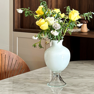 加安加丽北欧ins客厅瓷白琉璃花瓶法式轻奢插花花器中古装饰摆件