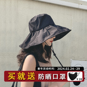 UVBANANA加长大帽檐防晒帽女夏防紫外线遮脸防晒面罩遮阳帽太阳帽-Taobao