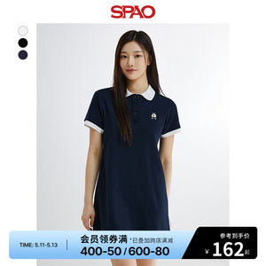 SPAO韩国同款2024年夏季新款女士时尚翻领T恤连衣裙SPOME24G51