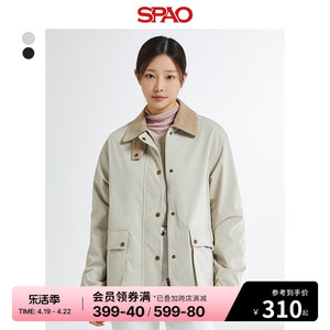 SPAO韩国同款2024年春季新款女士灯芯绒翻领夹克外套SPJJE12W08