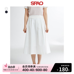 SPAO韩国同款2024年夏季新款女士时尚百褶纯色半身裙SPWHE25W01