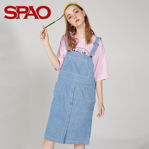 SPAO新款女式休闲牛仔布背带气质连衣裙SAWJ648S72