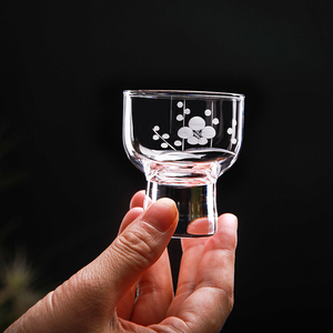 日本进口东洋佐佐木柳宗理设计清酒杯透明玻璃刻花杯富士山切子杯