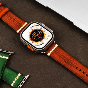 古卡伦手表真皮表带适用于智能手表20mm 22mm苹果针扣手表表带