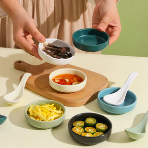 北欧家用陶瓷调味碟碟火锅蘸料盘子小调料勺子个性创意碟子
